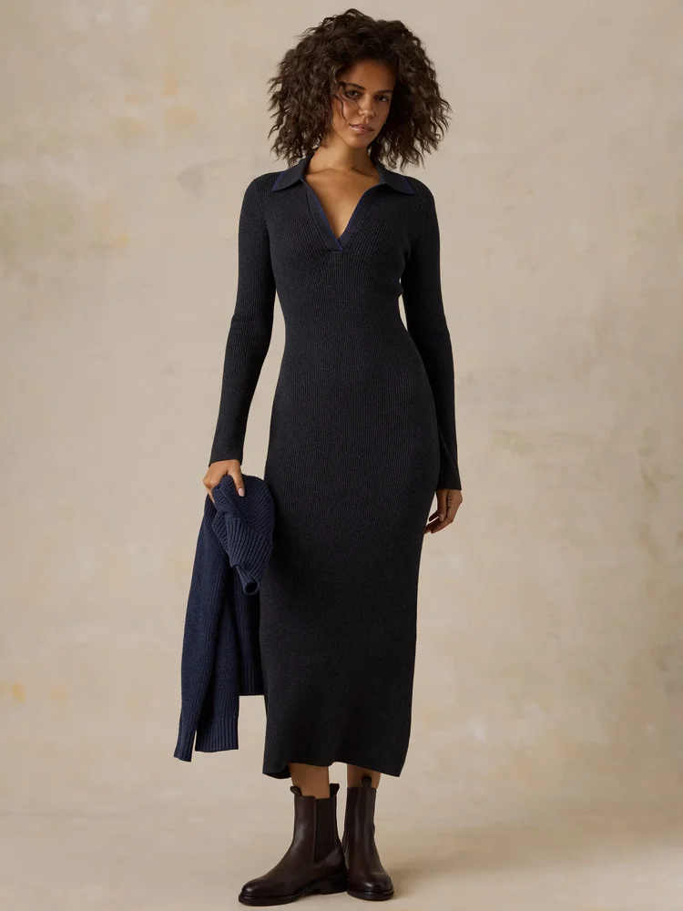 Throwback Sweater Dress, Charcoal