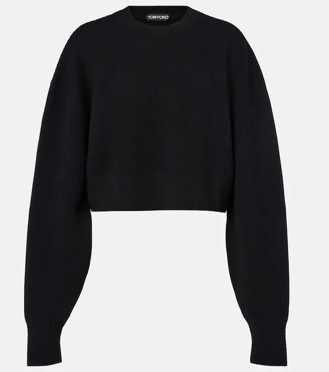 Cropped wool and cashmere-blend sweater