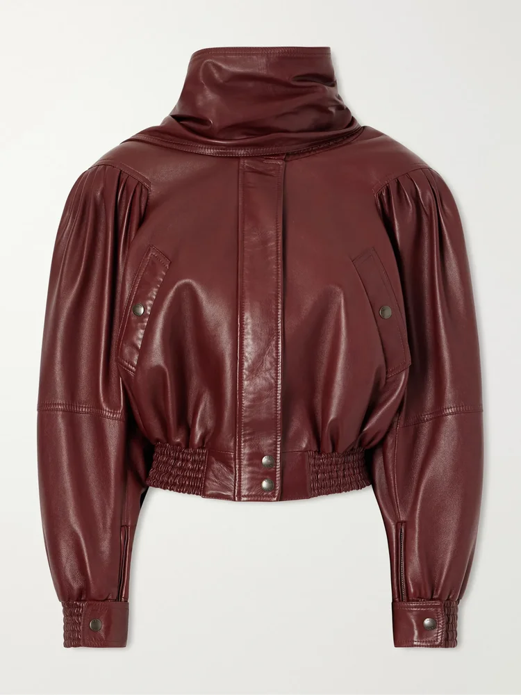 Chloé Scarf-detail leather jacket