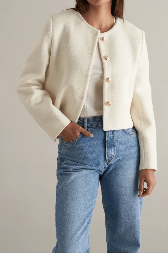 Ida Wool Tweed Jacket Ivory