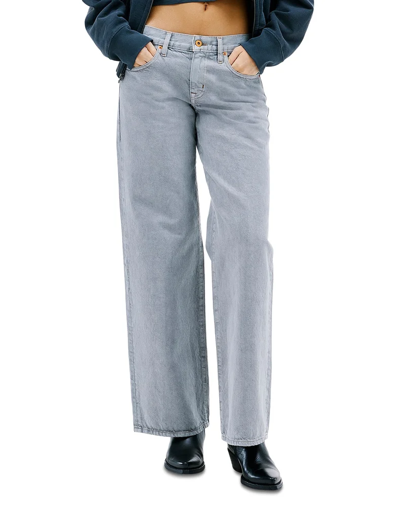Lexi Low Rise Wide Leg Jeans in Shadow Grey
