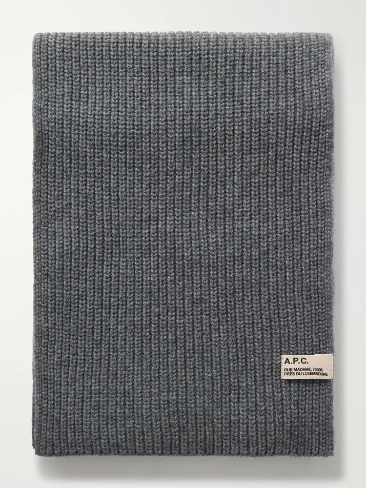 Sasha Ribbed-Knit Wool and Cashmere-Blend Scarf
