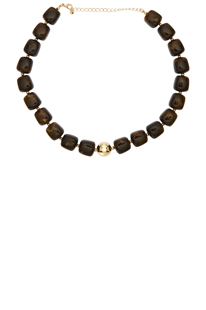 Chunky Brown Resin Beaded Necklace