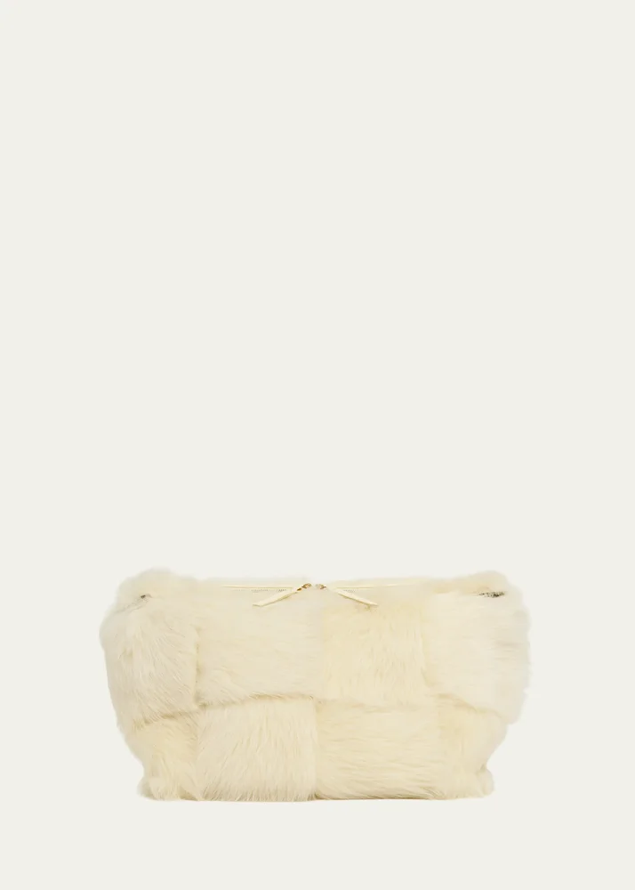 Cabat Check Shearling Clutch Bag