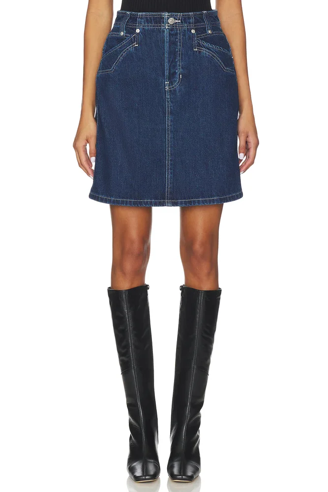 x We The Free Suzy Denim Midi Skirt In Deep Ocean