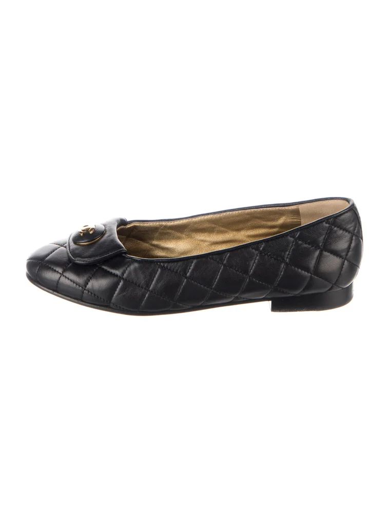 Pre-Owned 2023 Black Quilted CC Ballet Flats