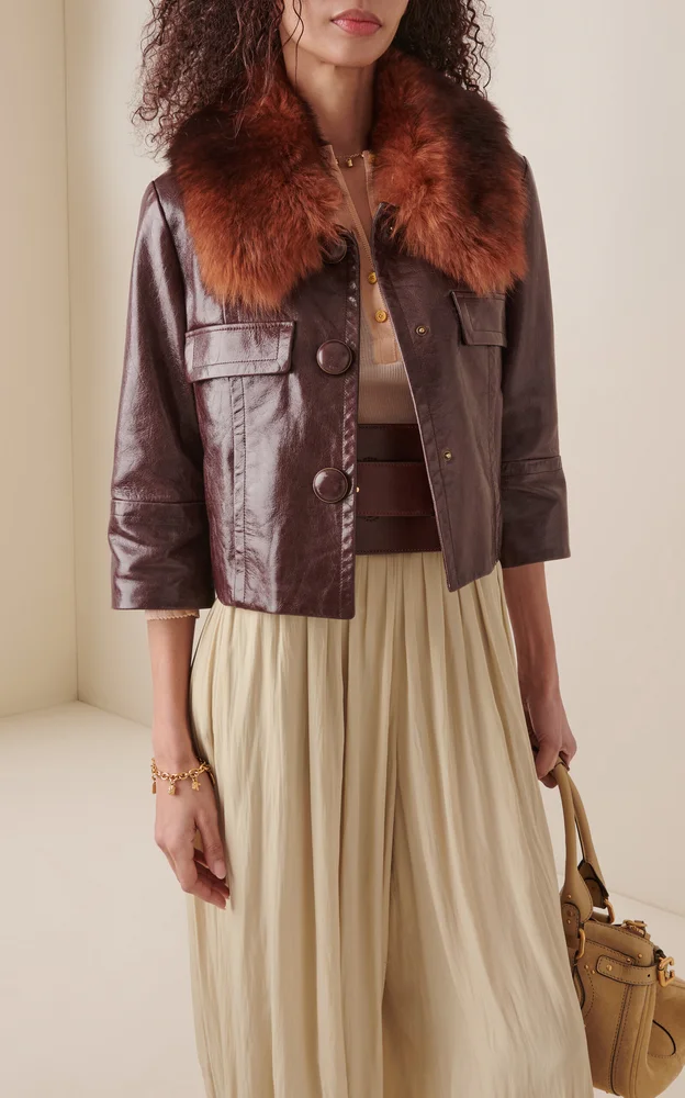 Shearling-Trimmed Leather Jacket