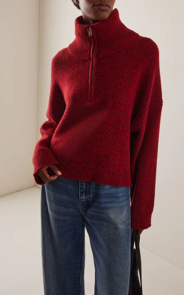 The Half Zip Marled Wool Sweater