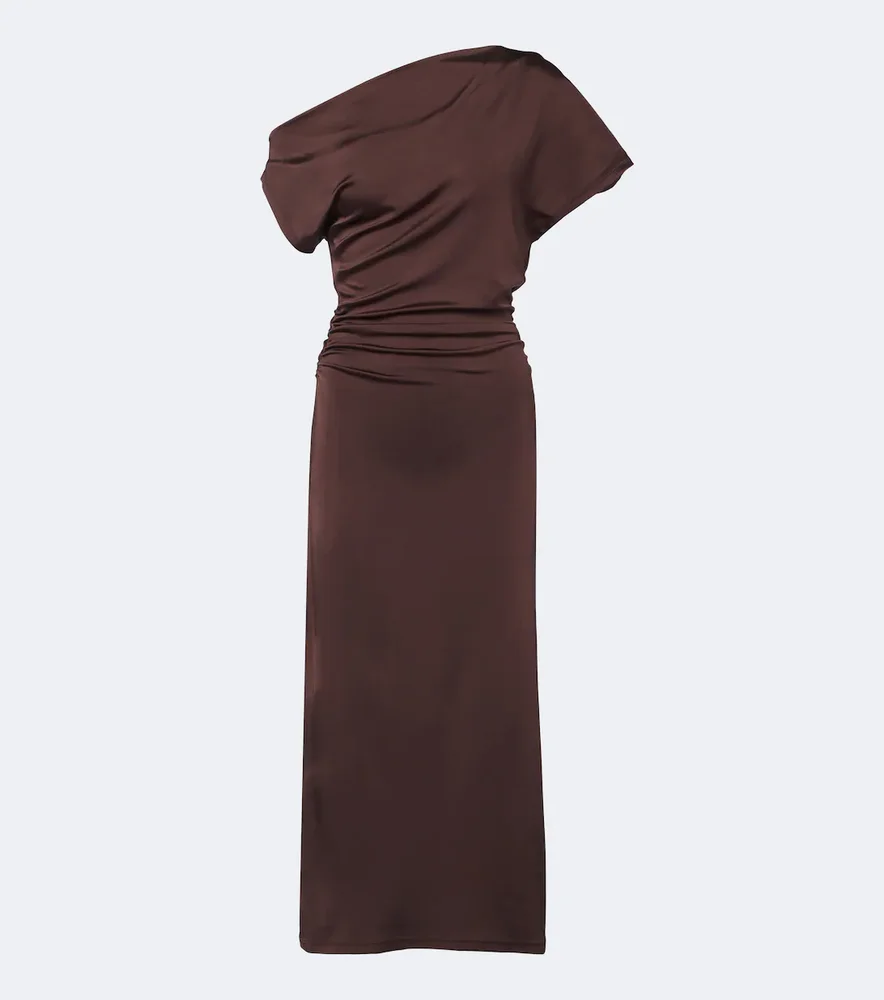 Sora gathered satin midi dress