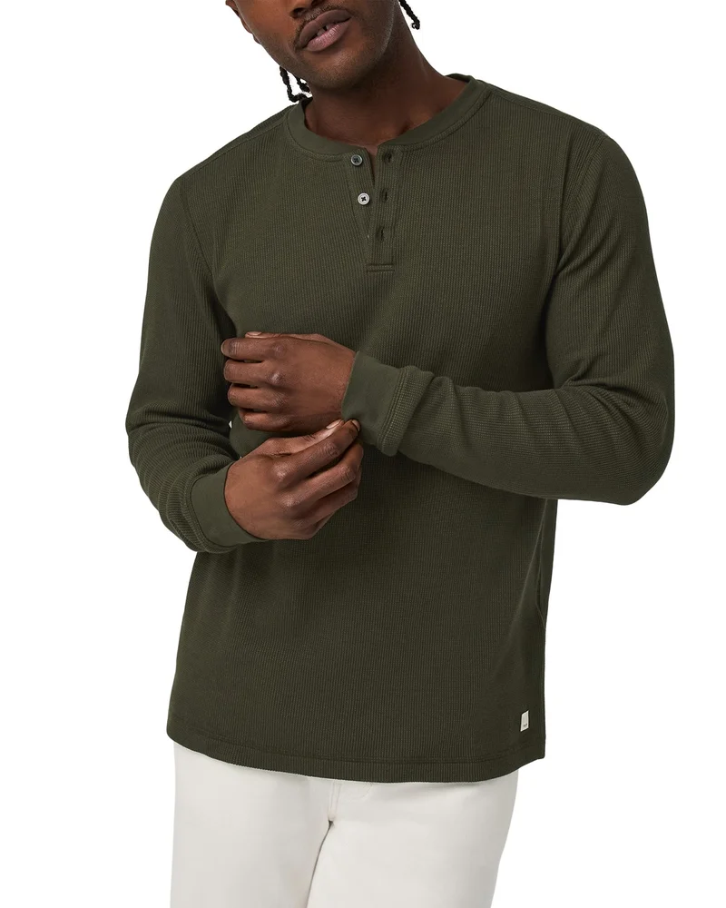 Waffle Cotton Blend Henley Shirt