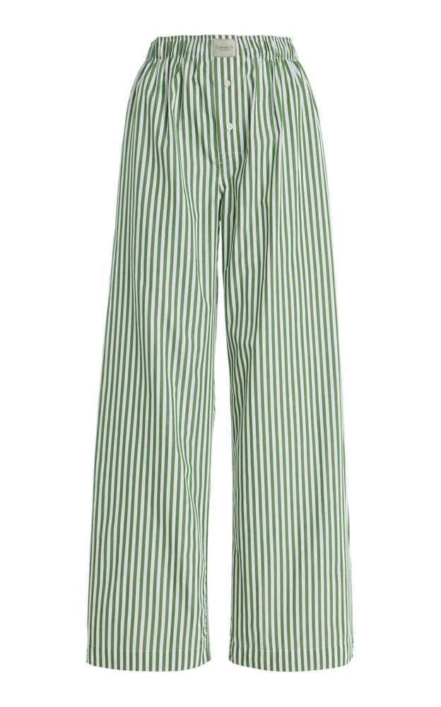 La Boxer Alta Striped Cotton-Poplin Pants