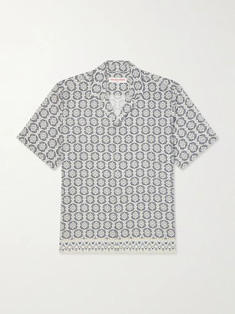 Maitan Passetto Camp-Collar Printed Lyocell Shirt