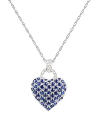 Sapphire (1-3/4 ct. t.w.) and Diamond Accent Heart Pendant Necklace in Sterling Silver (Also Available in Ruby and Pink Sapphire)