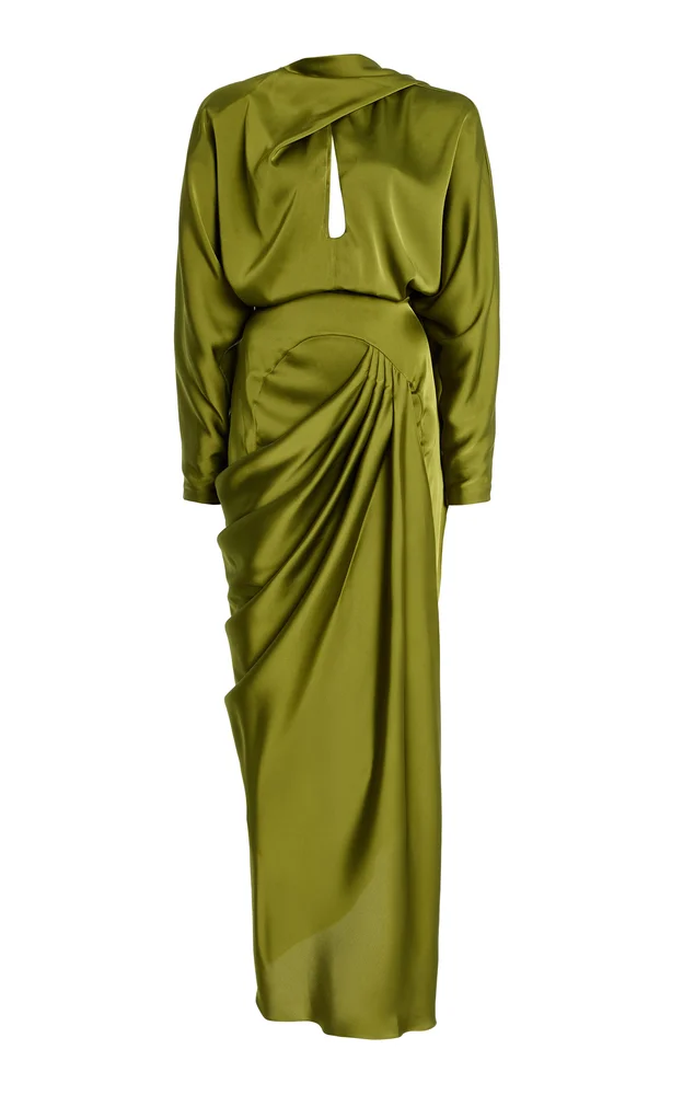 Exclusive Draped Charmeuse Midi Dress