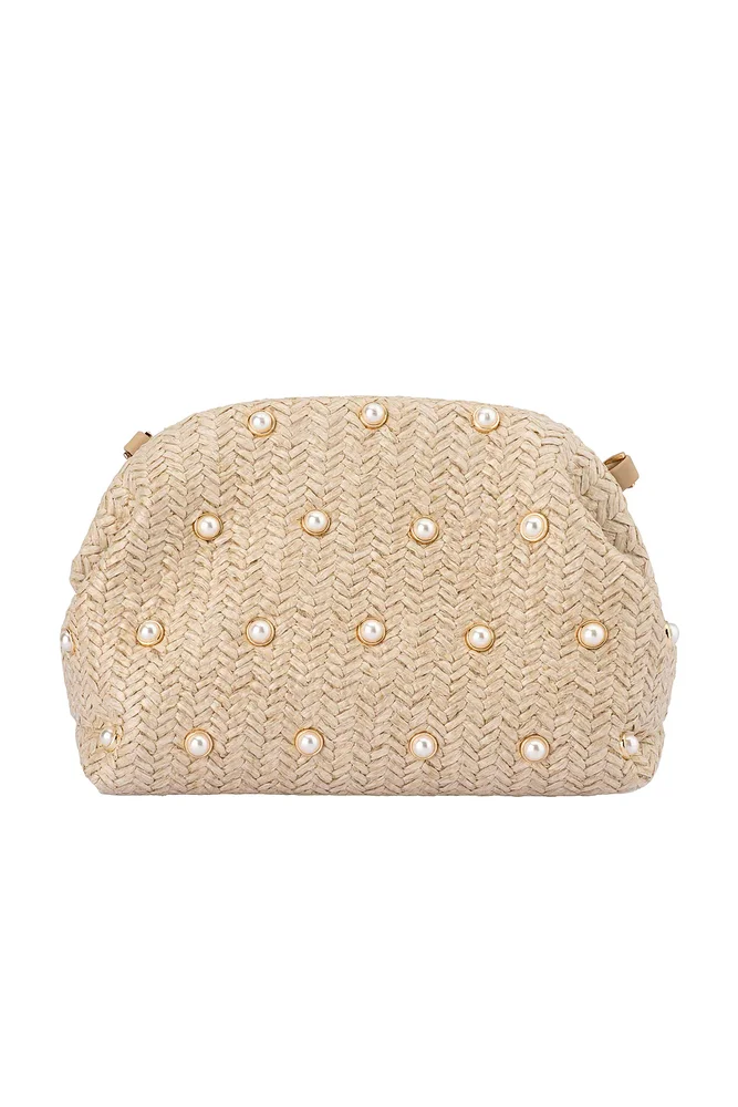 Kaia Studded Woven Clutch