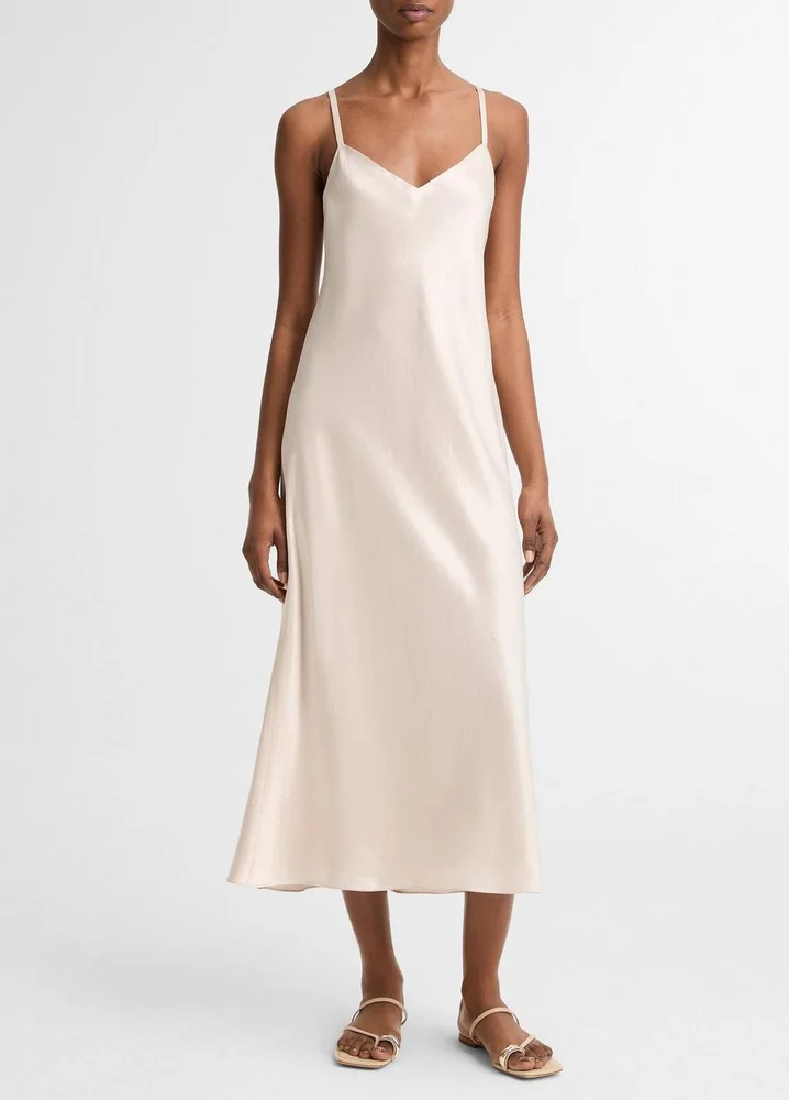Satin V-Neck Slip Dress
