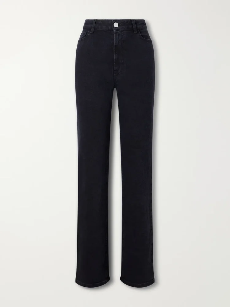 Lino stretch high-rise straight-leg jeans