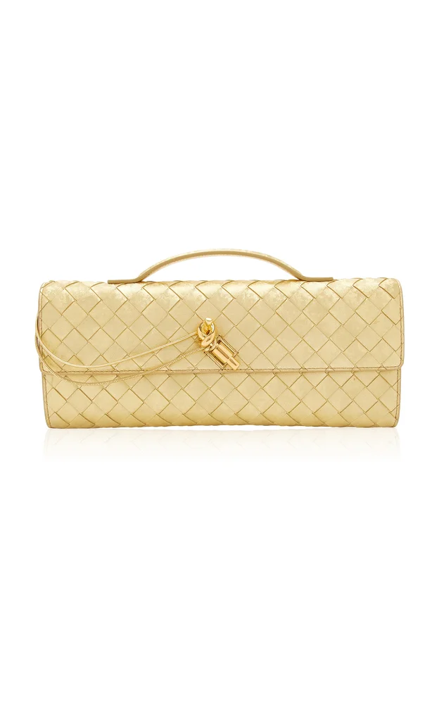 Andiamo Intrecciato Foiled-Satin Clutch