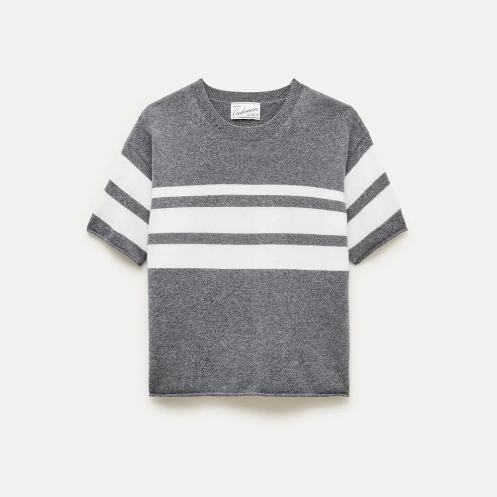 Cashmere relaxed T-shirt in placed stripe