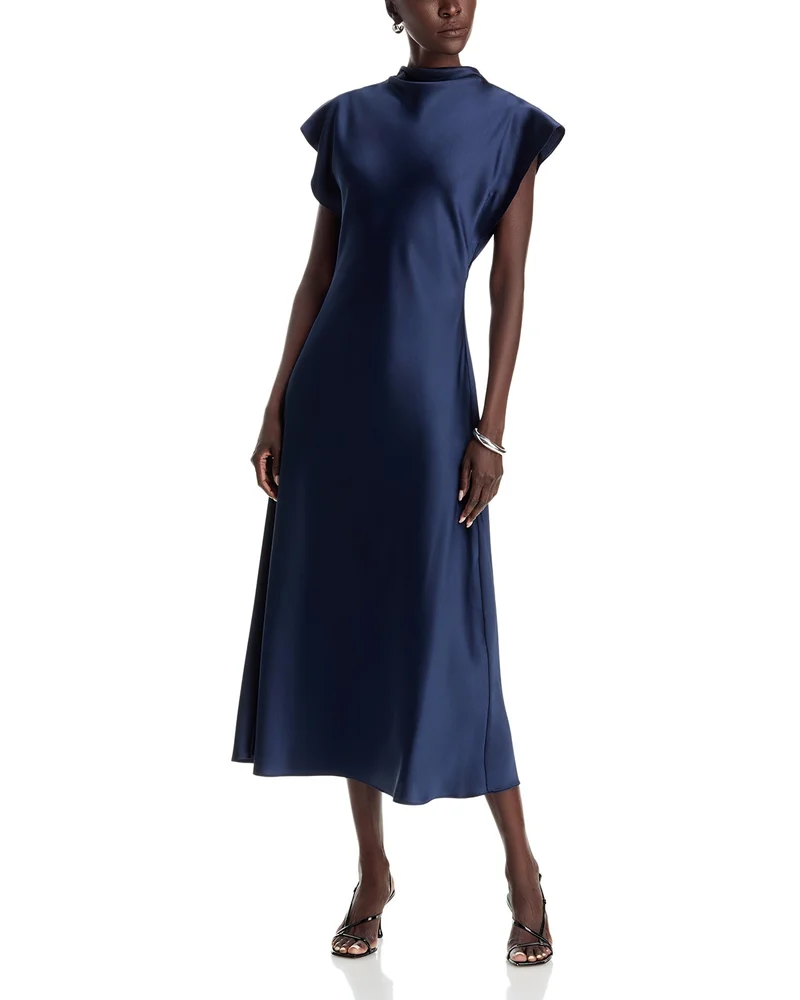 Adrien Mock Neck A Line Dress