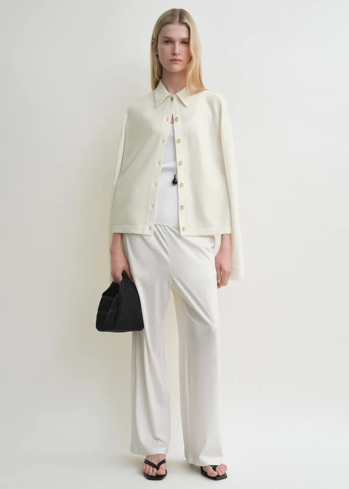 Raglan-sleeve cashmere cardigan white