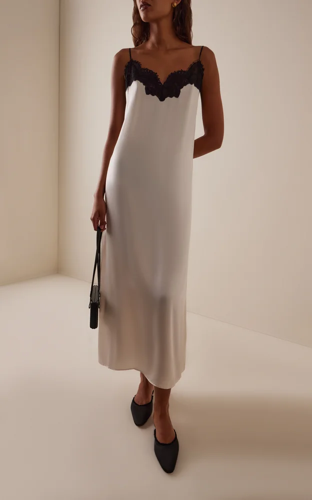 Lace Silk Satin Slip Dress