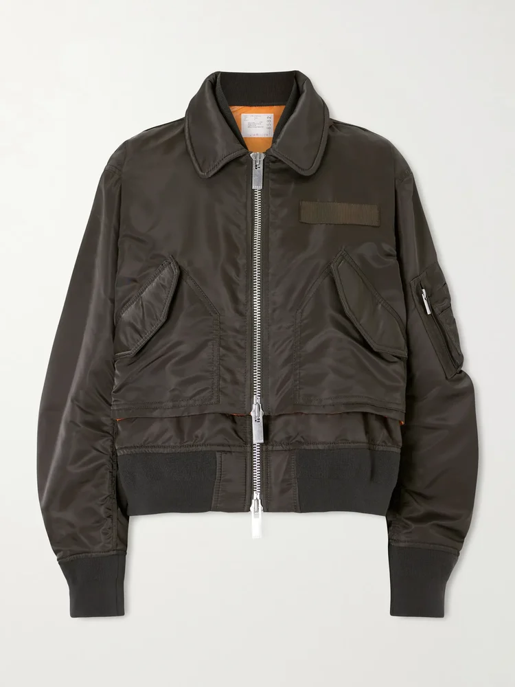Cropped padded shell bomber