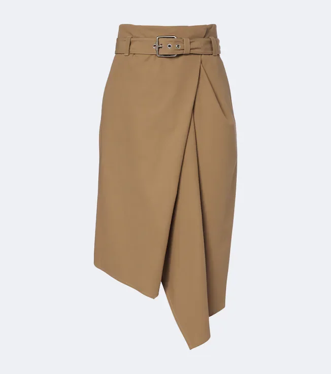 Asymmetric cotton midi skirt