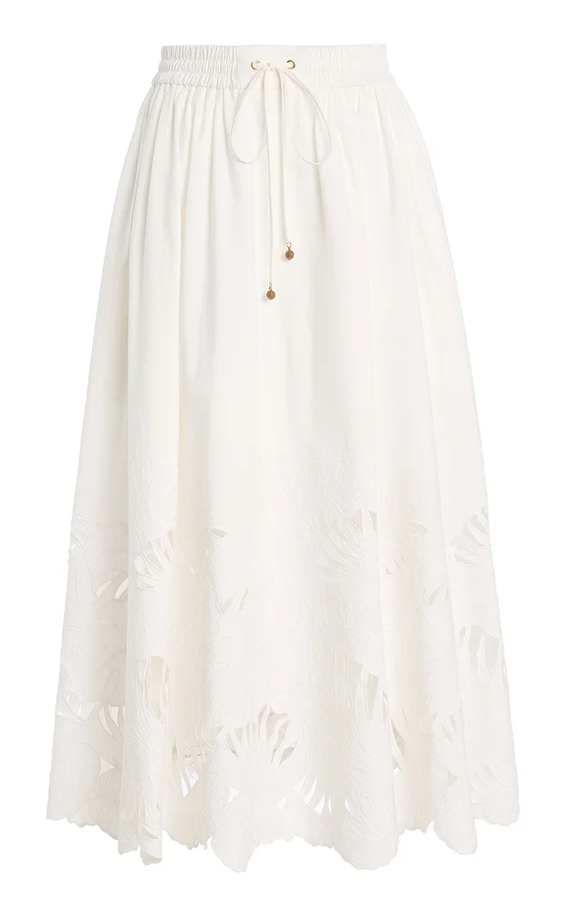 Mahon Embroidered Cotton Midi Skirt