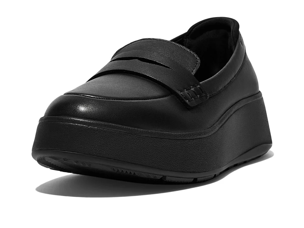 F-Mode Leather Flatform Penny Loafers