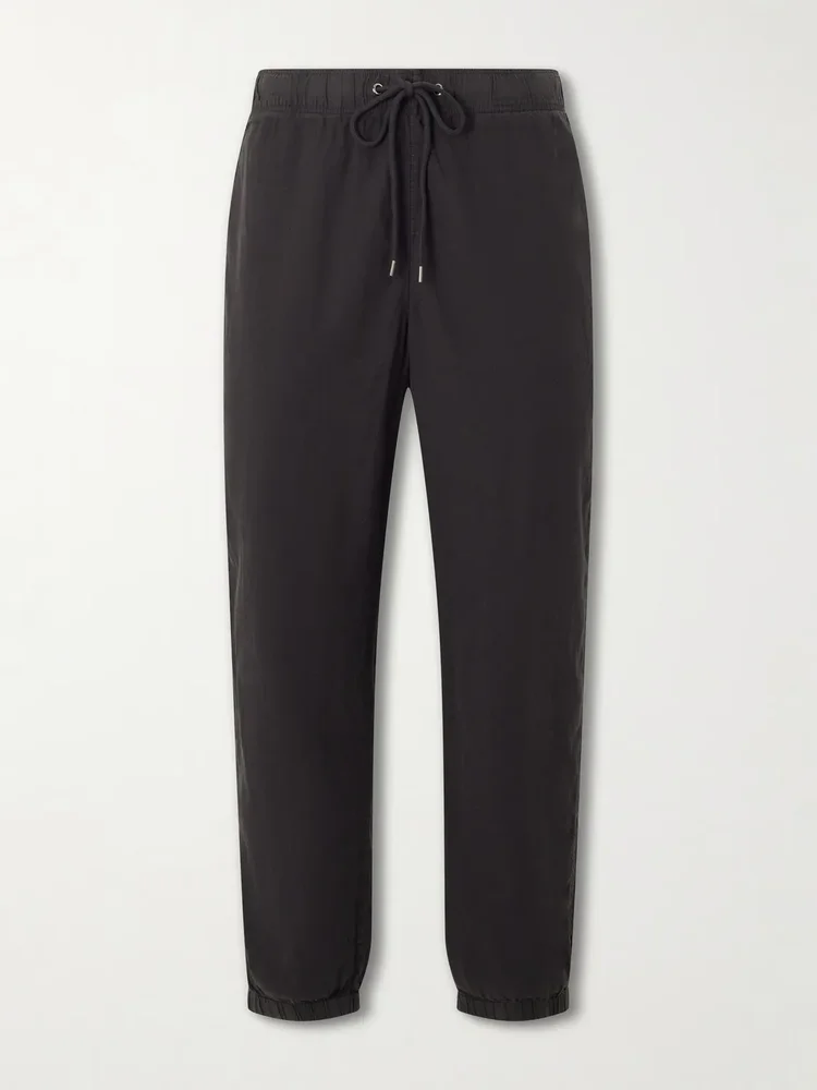 Straight-Leg Linen-Blend Canvas Drawstring Trousers