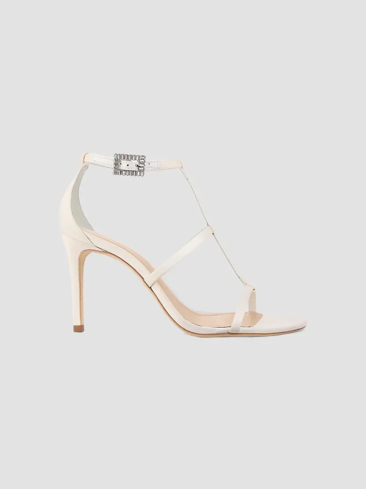 90MM Crystal-Embellished Satin Stiletto Sandals
