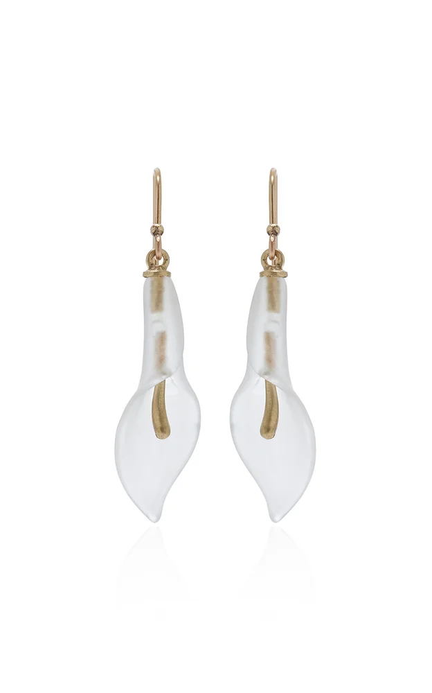 Small Frosted Quartz Cala Lily Earrings