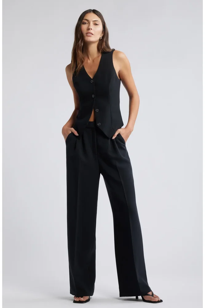 Icon Twill High Waist Wide Leg Trousers