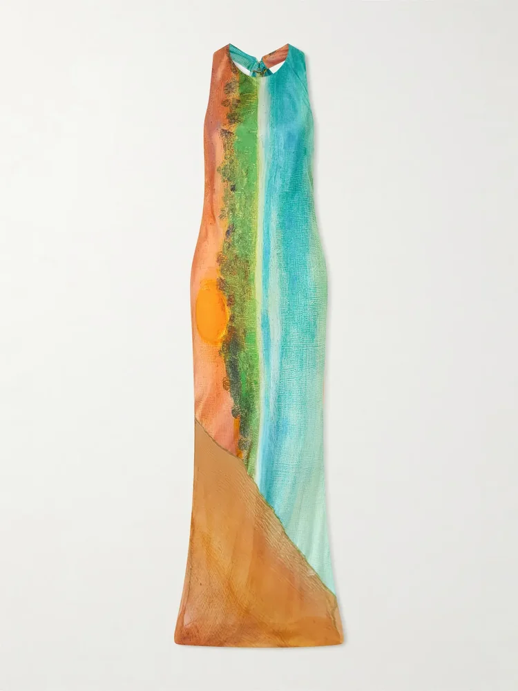 Formentera printed silk-blend maxi dress