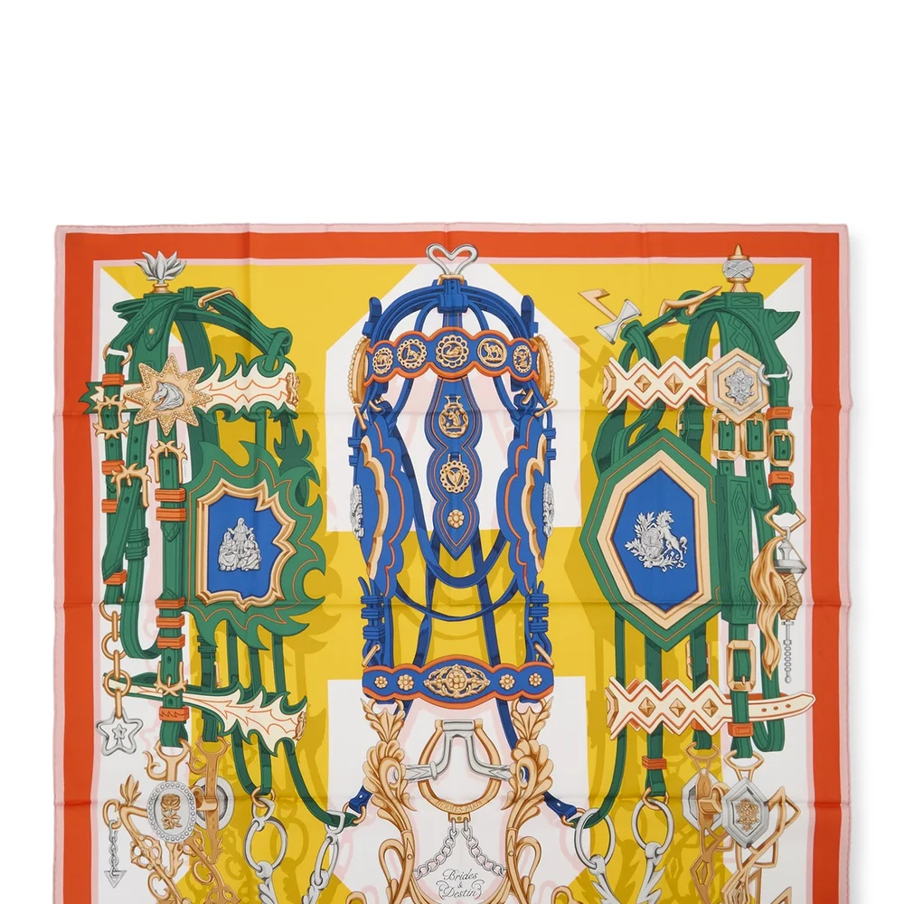 Pink & Multicolor 'Brides et Destin' Silk Scarf 90