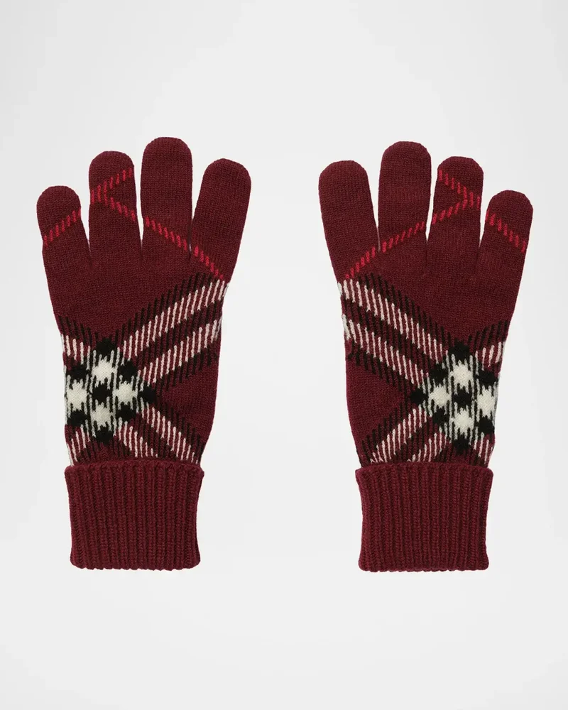 Heritage Check Cashmere-Blend Gloves