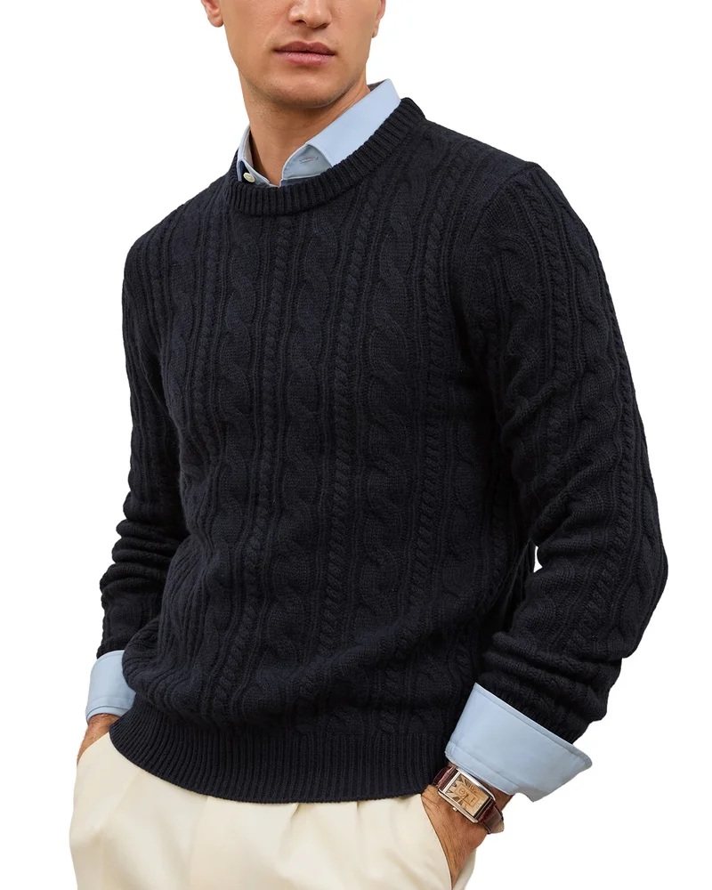 Cashmere Crewneck Cable Sweater