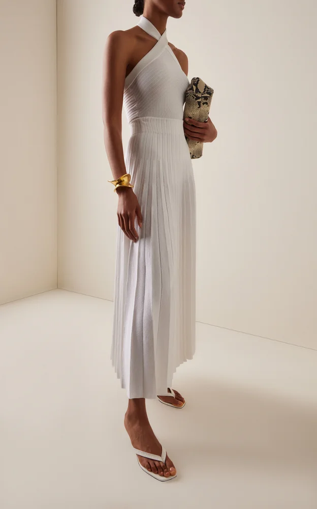 High-Rise Glittered Compact-Knit Skirt