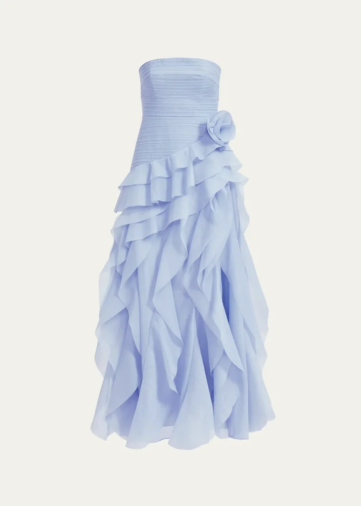 Canyon Strapless Tiered Ruffle Gown