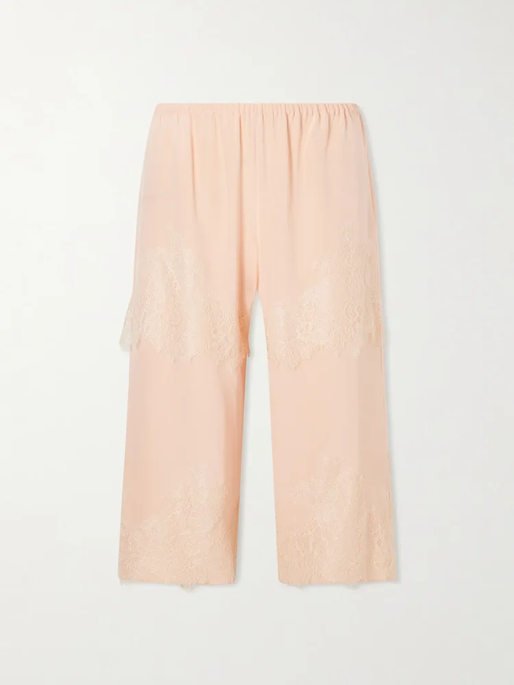 Auden lace-trimmed silk-satin shorts