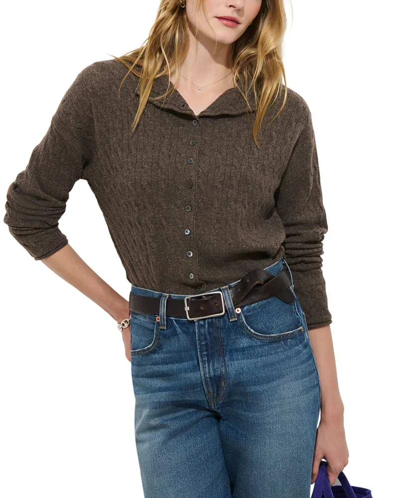 Taylor Wool & Cashmere Cable Knit Cardigan Sweater