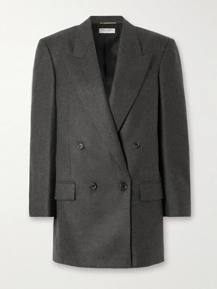 Double-breasted cashmere-twill blazer