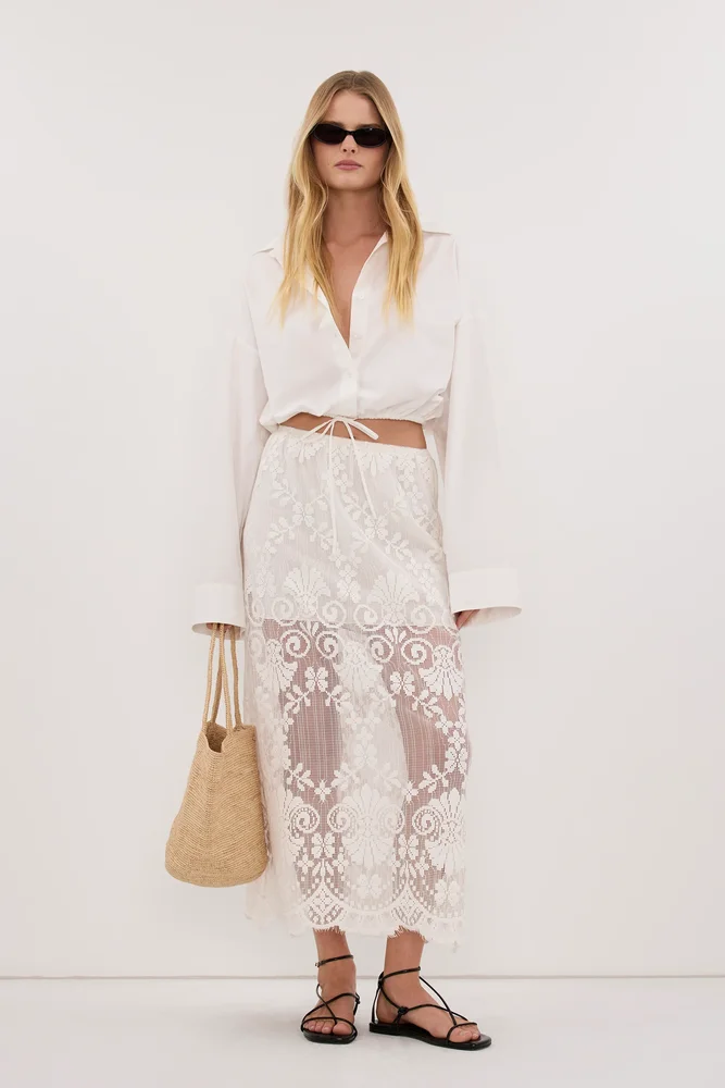 Dissh REINA IVORY LACE MIDI SKIRT