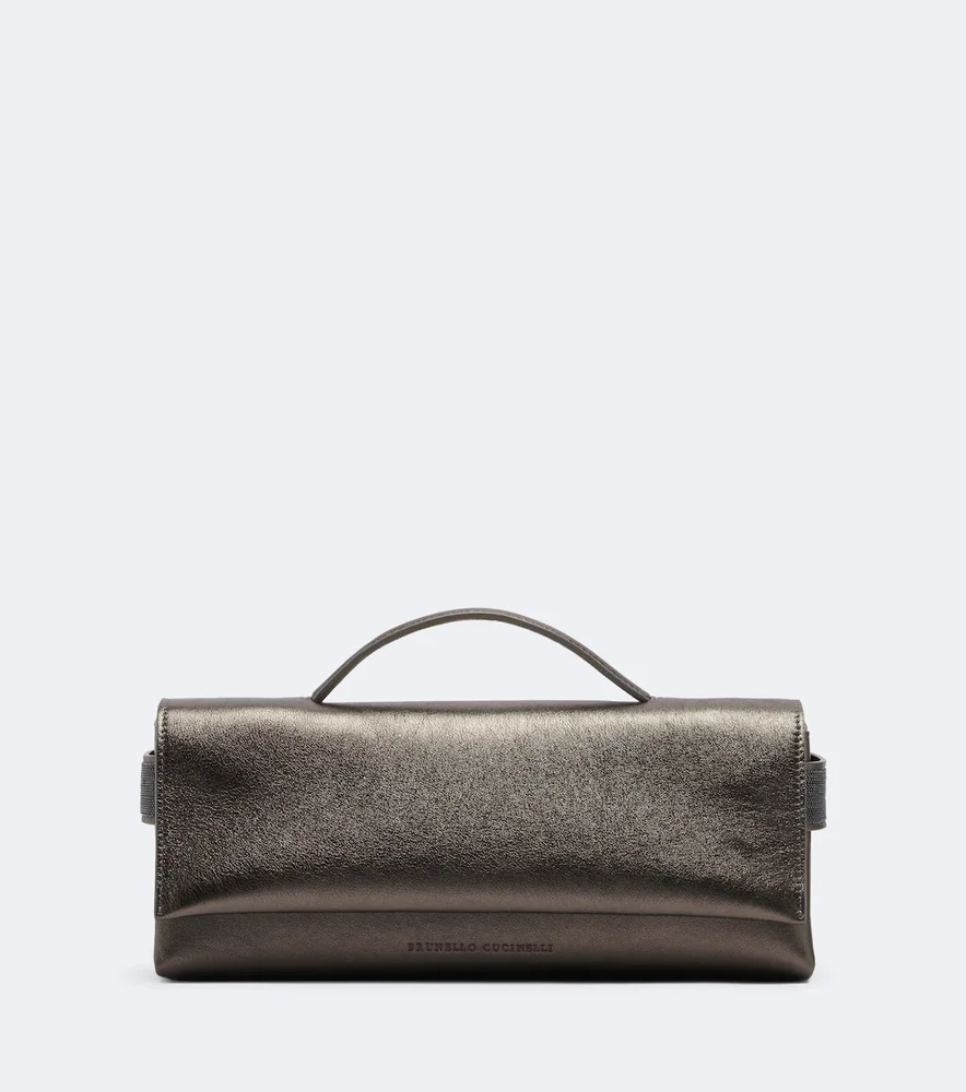 Essence metallic leather top-handle bag