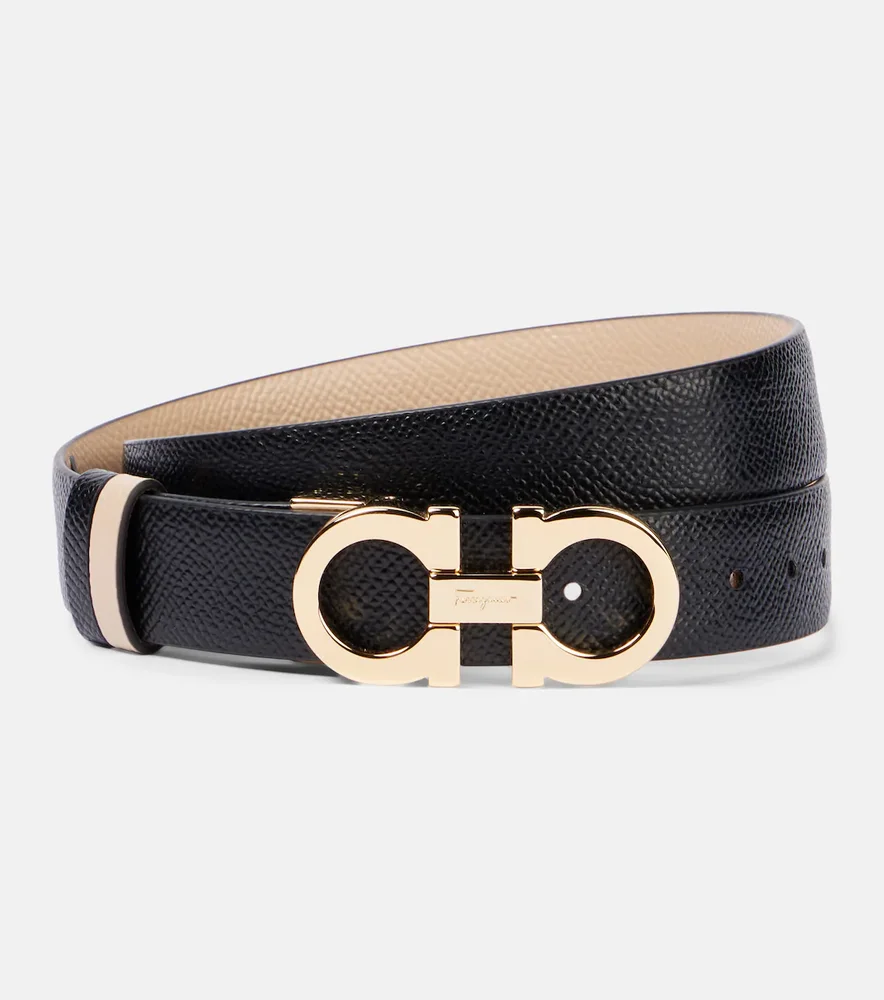 Reversible Gancini leather belt