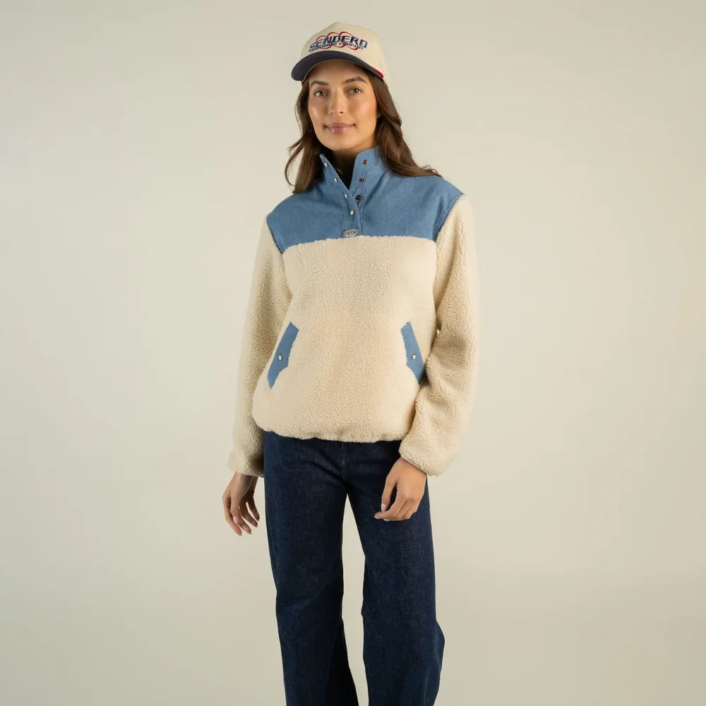 Women's Bariloche Fleece Pullover - Blue/Cream