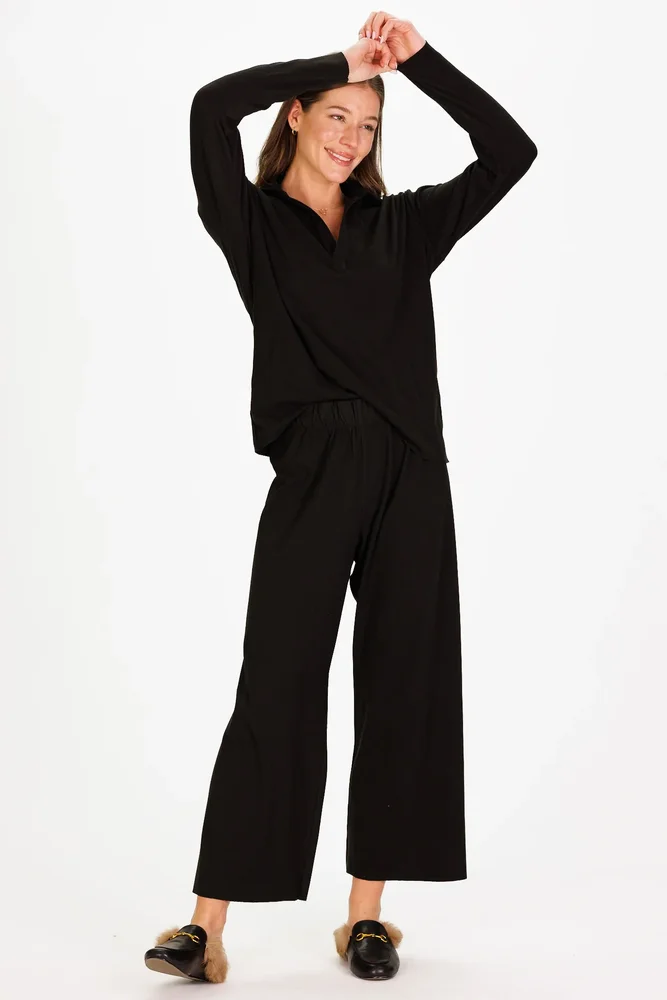 Supersoft Cropped Peri Pant in Black