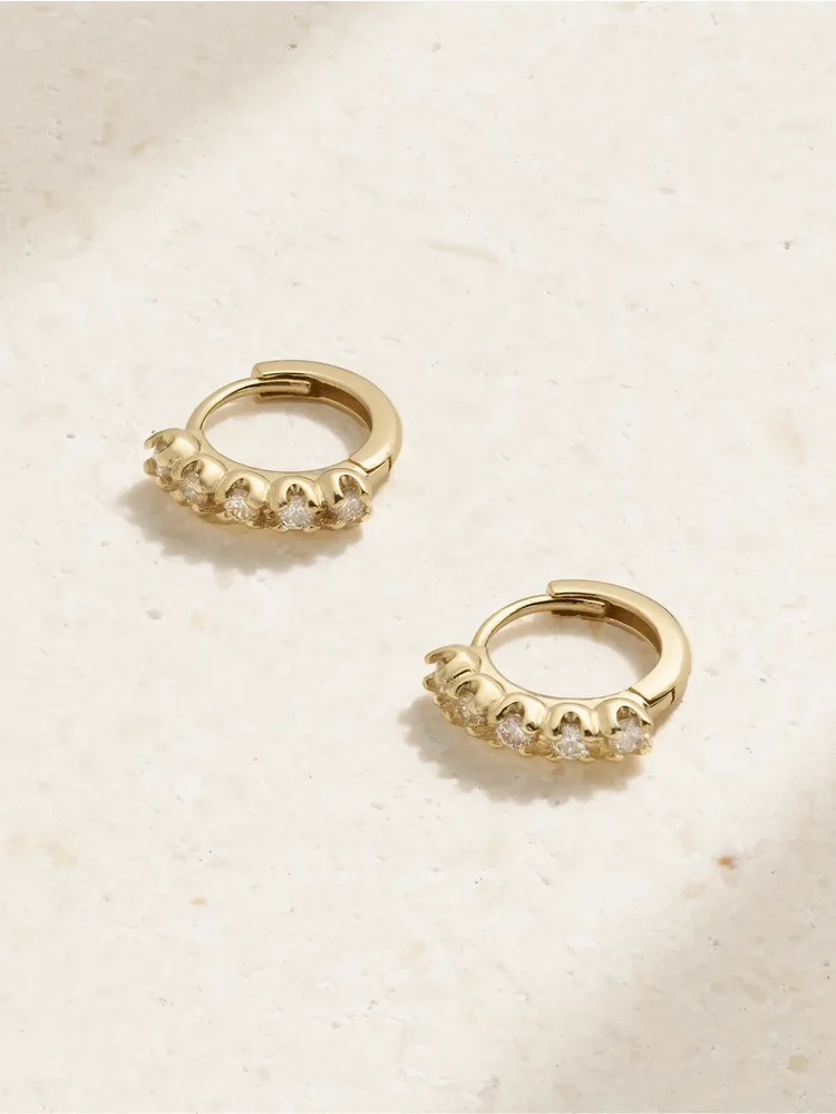 18-karat gold diamond hoop earrings