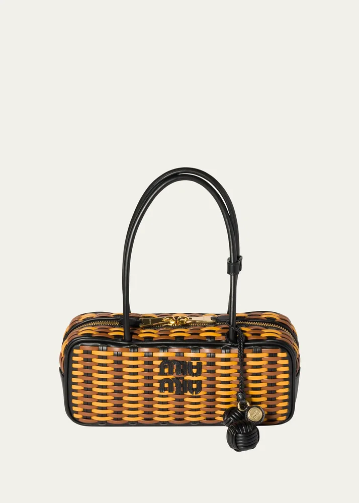 Beau Woven Leather Top-Handle Bag